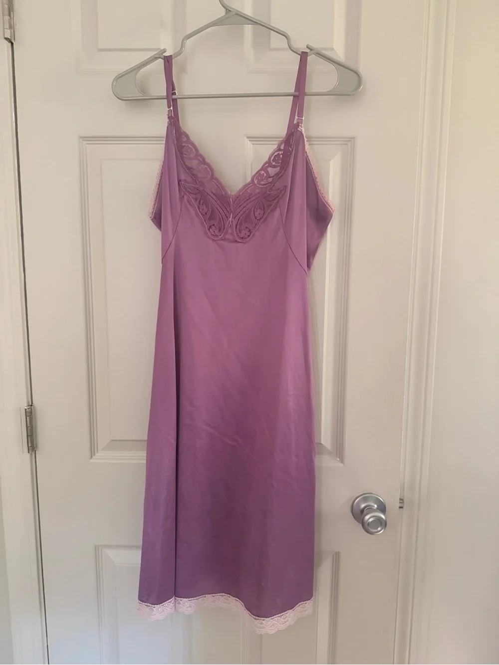 Hand dyed Lace-Trim Slip Dress - Soft Plum